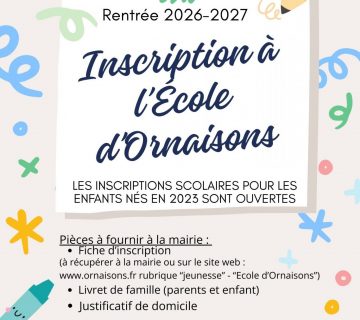 INSCRIPTION ECOLE ORNAISONS 1 360x320
