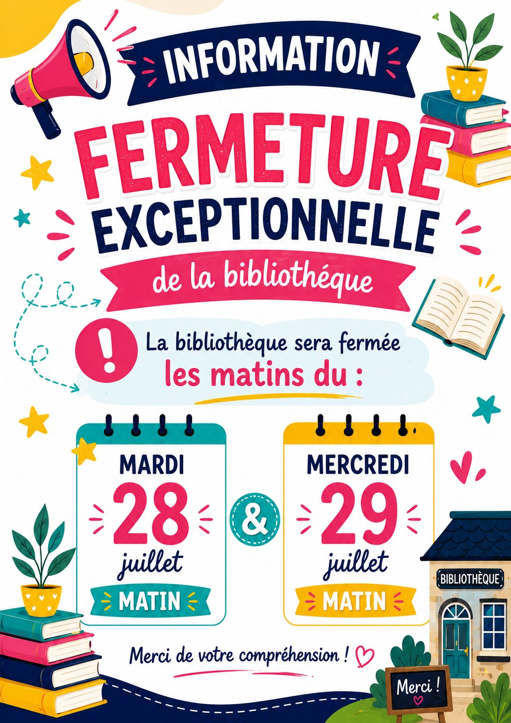 Fermeture bibliothèque